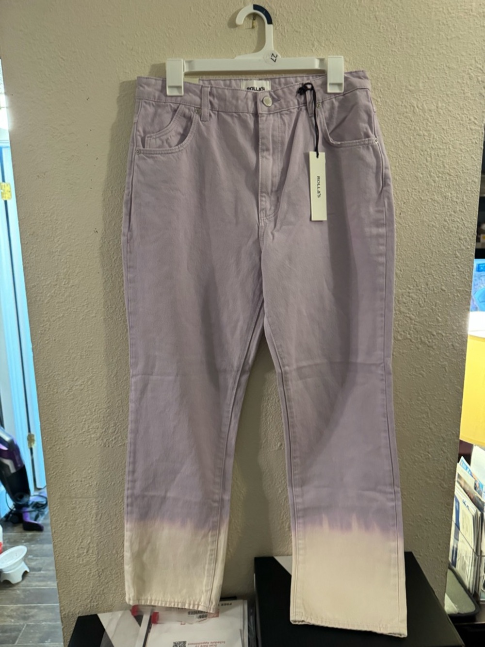 NWT Free People Rolla's Lavender Tie Dye Original Straight Jeans Sz 30